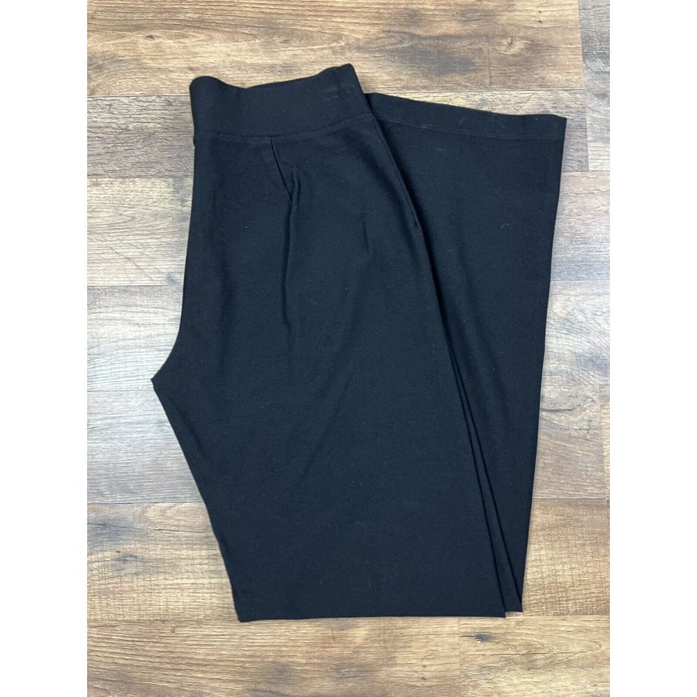 Eileen Fisher Women's Stretch Jersey Knit Straight Pant Sz PP Black Ankle Length